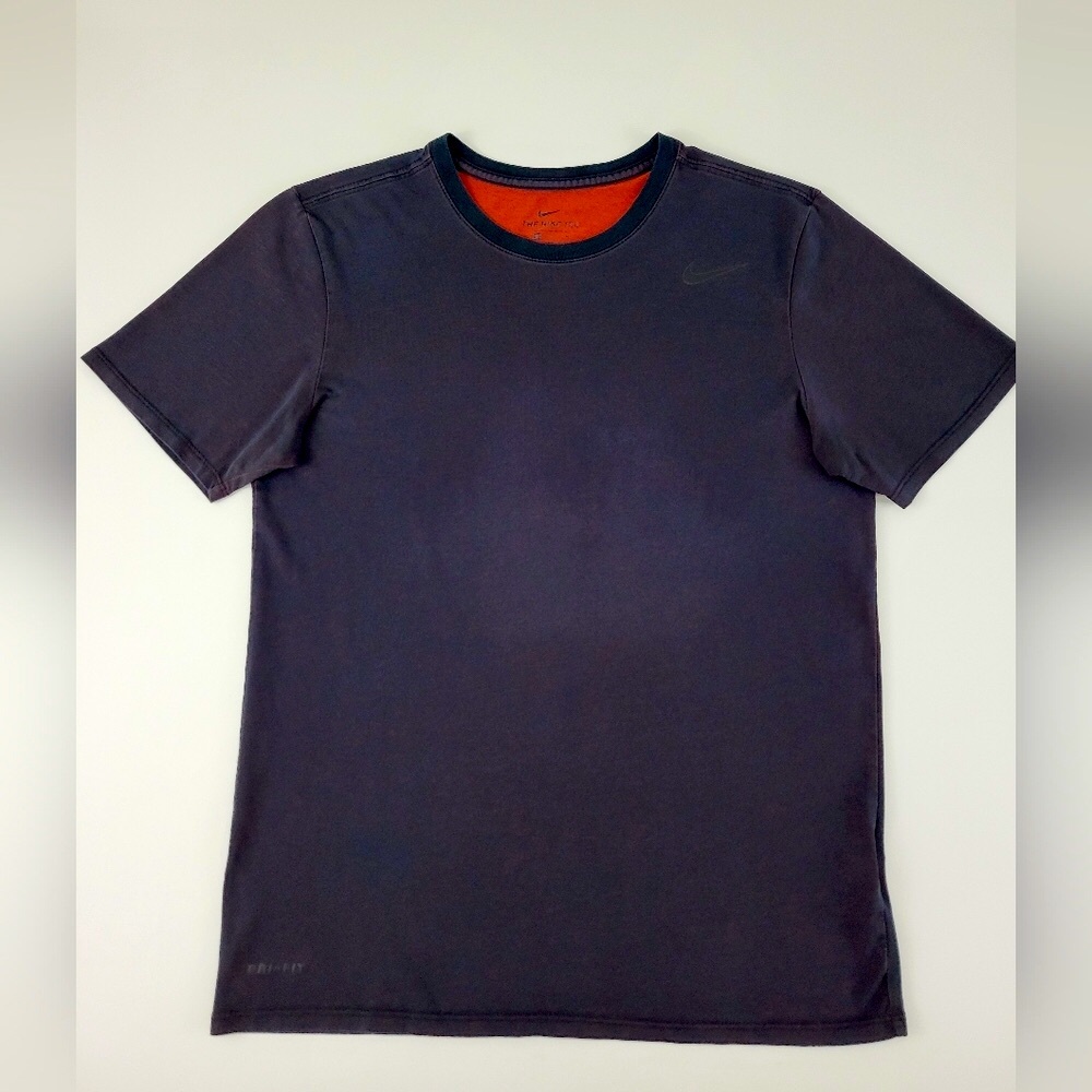 Nike Men's Dri Fit Black Orange Short Sleeve Top